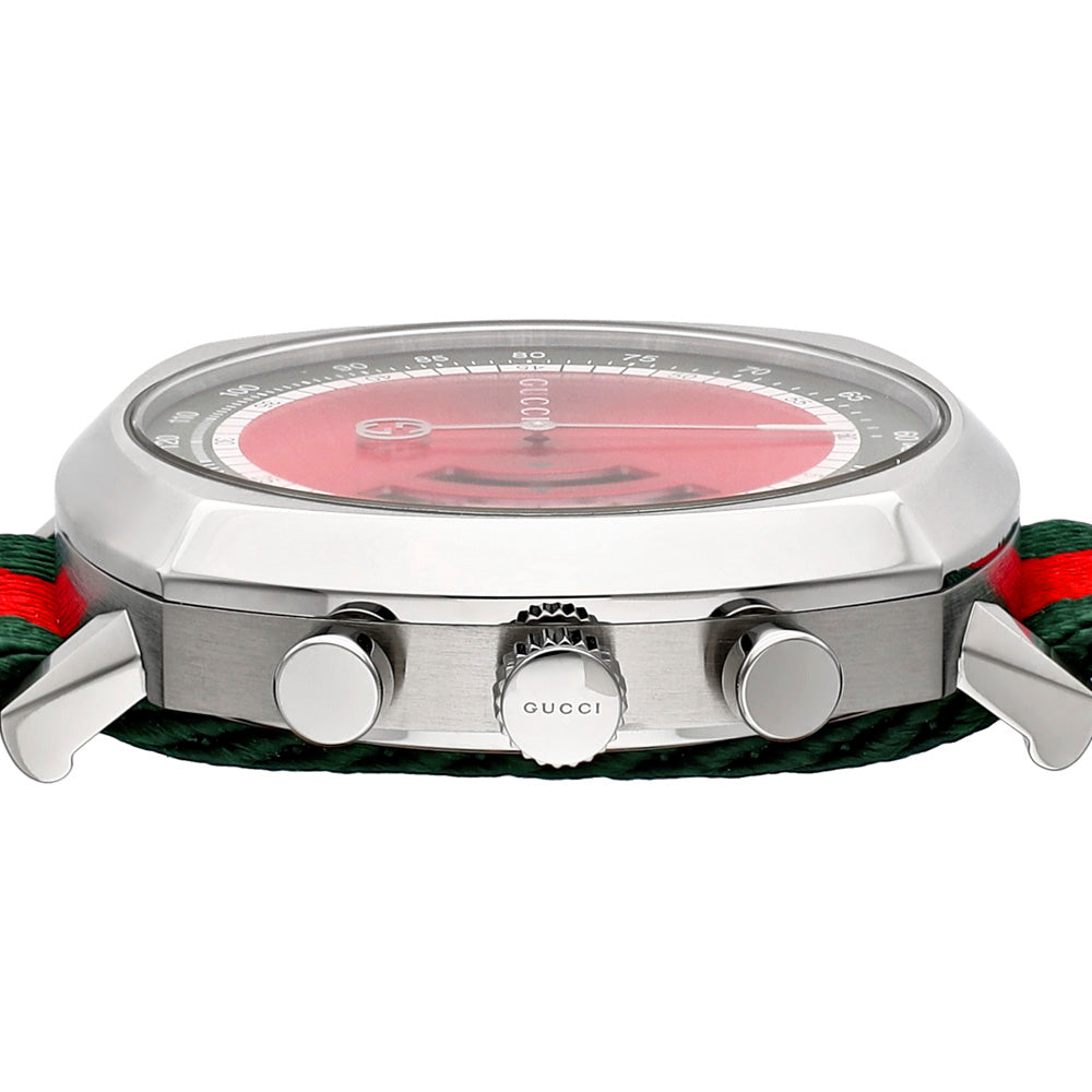 Gucci Grip Quartz Chronograph Red Dial Two Tone NATO Strap Watch for Men - YA157304 Buy Now By Gucci