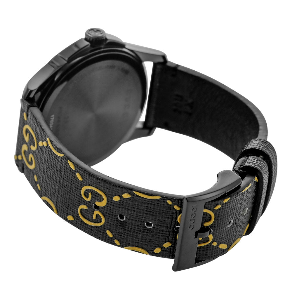 Gucci G Timeless Ghost Black Dial Black Leather Strap Watch For Men - YA1264019 Buy Now By Gucci