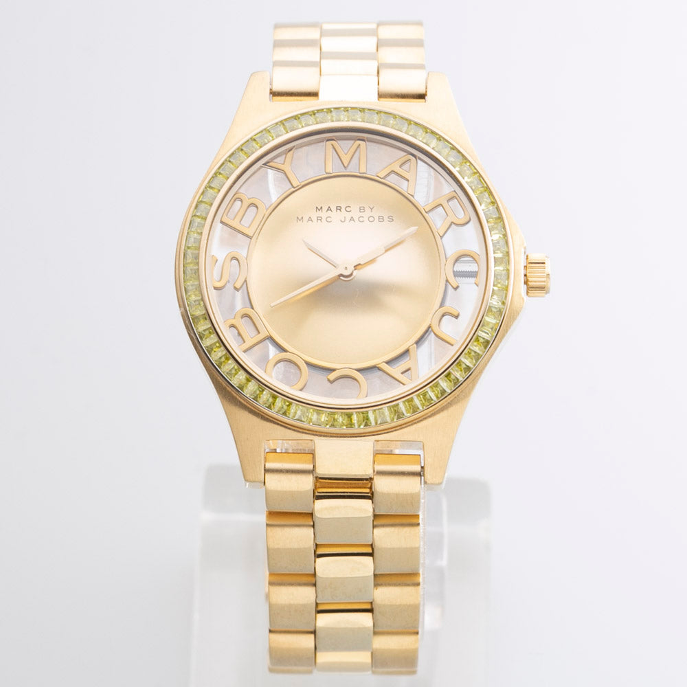 Marc Jacobs Henry Transparent Gold Dial Gold Steel Strap Watch for Women - MBM3338 Buy Now By Marc Jacobs