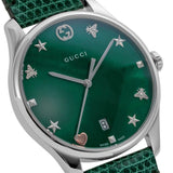 Gucci G-Timeless Mother of Pearl Green Dial Green Leather Strap Watch For Women - YA1264042 Buy Now By Gucci