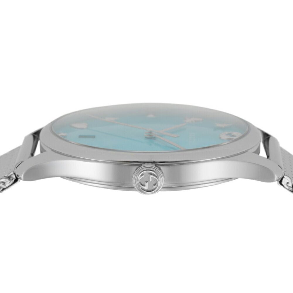 Gucci G-Timeless Turquiose Mother of Pearl Dial Silver Mesh Bracelet Watch For Women - YA1264039 Buy Now By Gucci