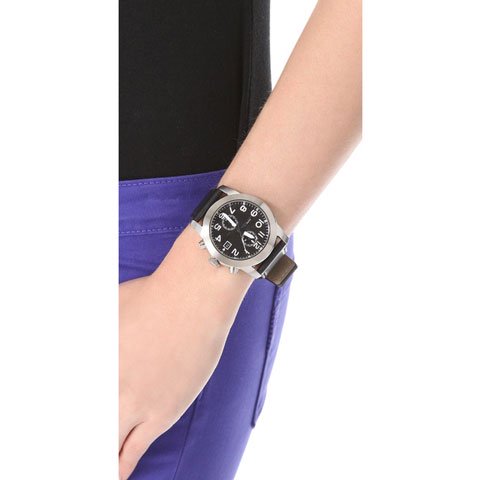 Marc Jacobs Larry Chronograph Black Dial Black Leather Strap Watch for Men - MBM5033 Buy Now By Marc Jacobs