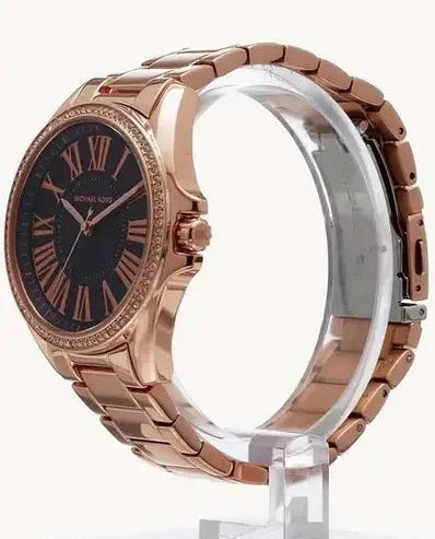 Michael Kors Kacie Three Hand Black Dial Rose Gold Steel Strap Watch for Women - MK6930 Buy Now By Michael Kors