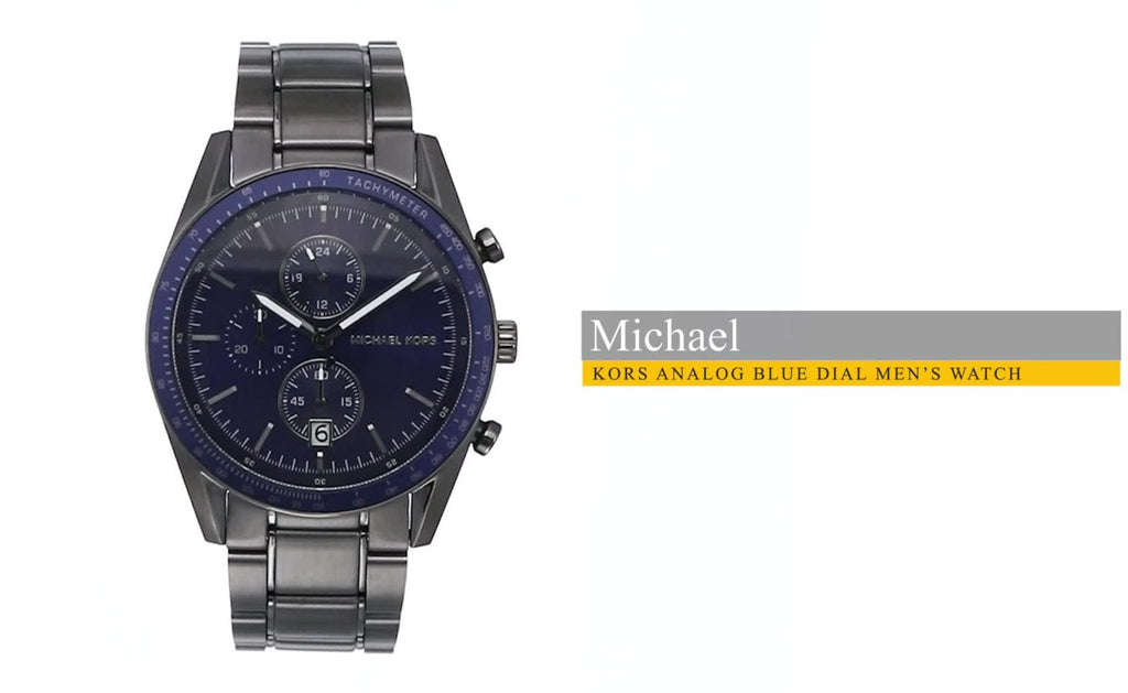 Michael Kors Accelerator Chronograph Blue Dial Grey Steel Strap Watch For Men - MK9111 Buy Now By Michael Kors