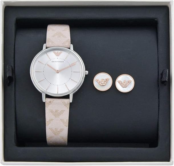 Emporio Armani Gianni T Bar Quartz Silver Dial Beige Leather Strap Watch For Women - AR80007 Buy Now By Emporio Armani