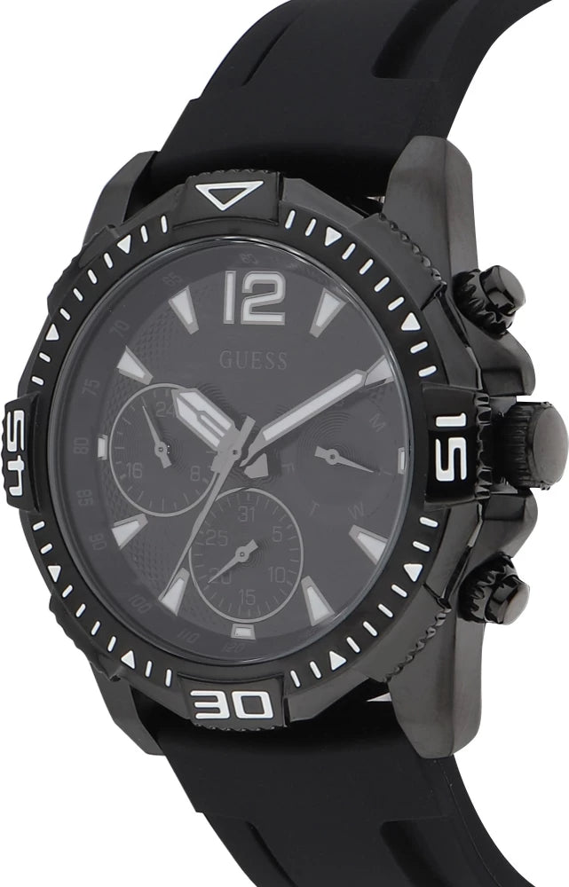 Guess Commander Black Dial Black Rubber Strap Watch for Men - GW0211G3 Buy Now By Guess