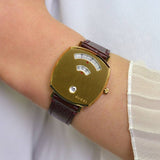 Gucci Grip Quartz Yellow Gold Dial Maroon Leather Strap Watch For Women - YA157405 Buy Now By Gucci