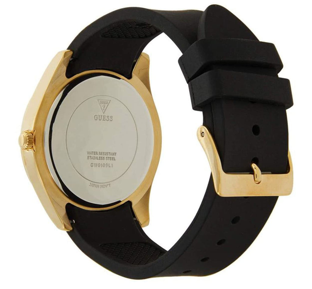 Guess Clarity Gold Dial Black Silicone Strap Watch for Women - GW0109L1 Buy Now By Guess