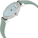 Emporio Armani Gianni T Bar Mother Of Pearl Blue Dial Blue Leather Strap Watch For Women - AR1959 Buy Now By Emporio Armani