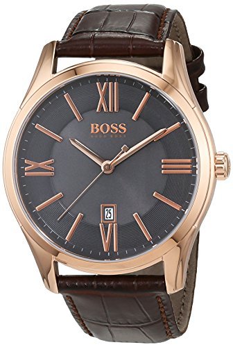 Hugo Boss Ambassador Grey Dial Brown Leather Strap Watch for Men - 1513387 Buy Now By Hugo Boss