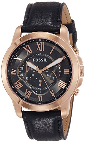 Fossil Grant Chronograph Grey Dial Black Leather Strap Watch for Men - FS5085 Buy Now By Fossil