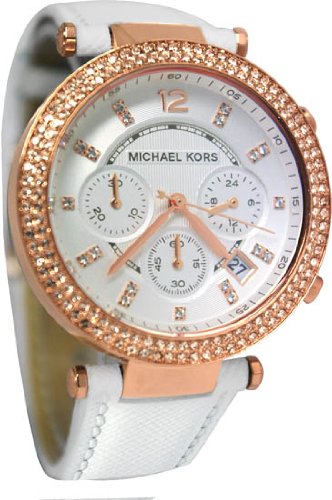 Michael Kors Parker White Diamonds Dial White Leather Strap Watch for Women - MK2281 Buy Now By Michael Kors