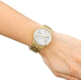 Guess Mini Sunrise Diamonds Silver Dial Gold Steel Strap Watch for Women - W0623L3 Buy Now By Guess