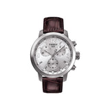 Tissot PRC 200 Chronograph Silver Dial Brown Leather Strap Watch For Men - T055.417.16.037.00 Buy Now By Tissot