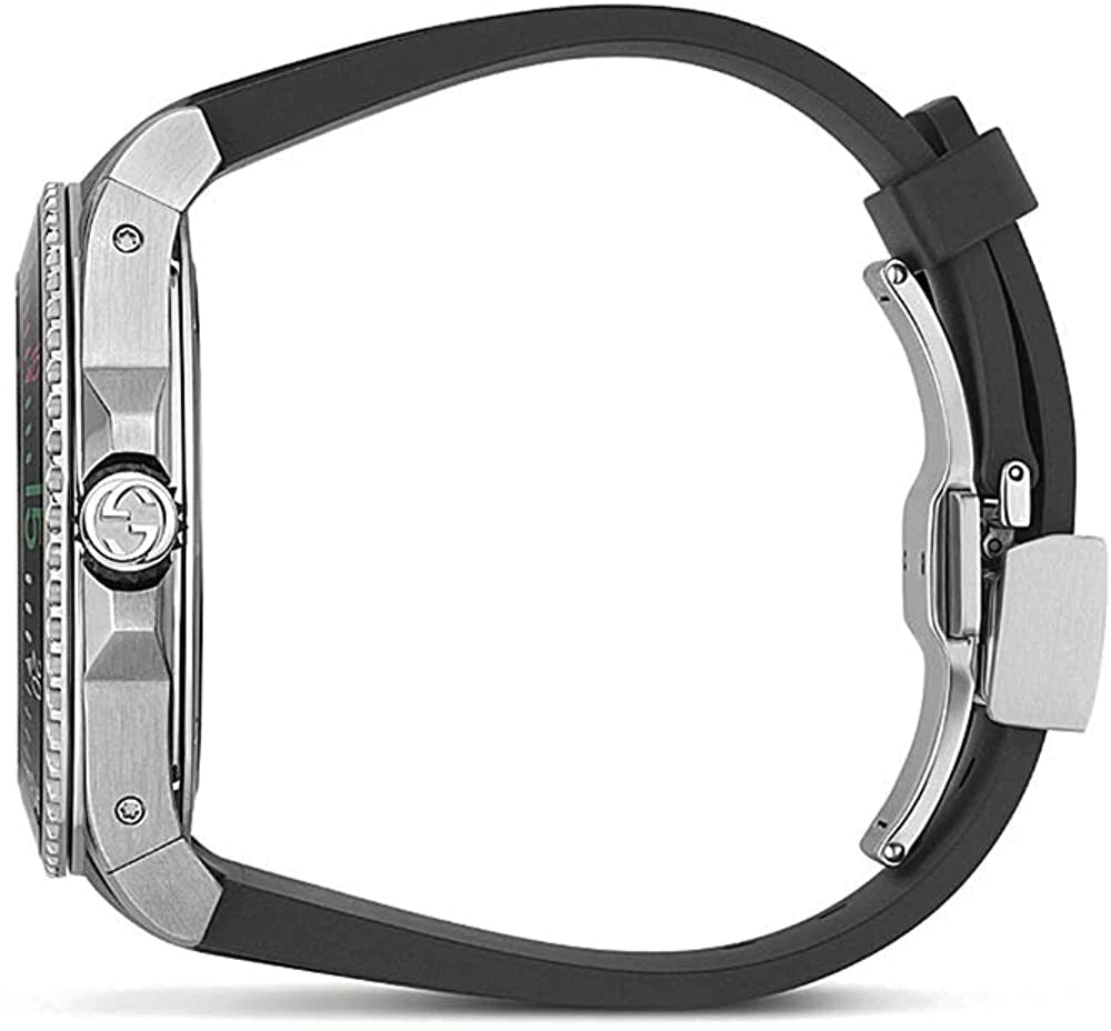 Gucci Dive Quartz Kingsnake Black Dial Black Rubber Strap Watch For Men - YA136217 Buy Now By Gucci