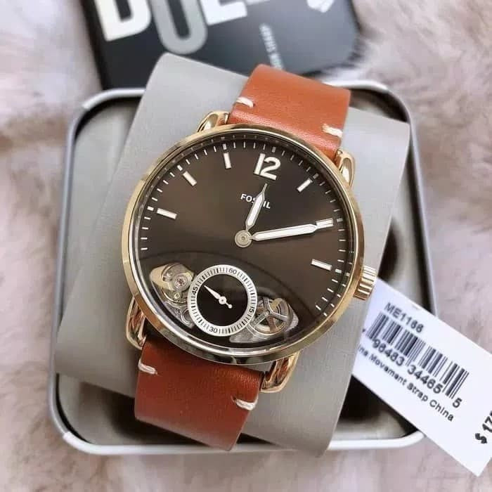 Fossil The Commuter Twist Black Dial Brown Leather Strap Watch for Men - ME1166 Buy Now By Fossil