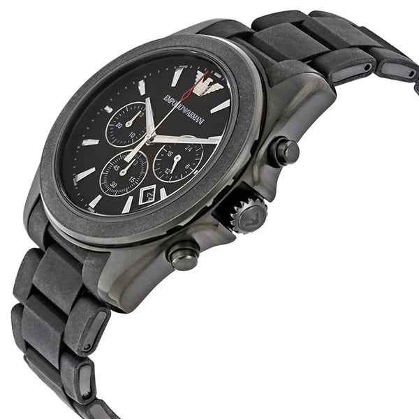 Emporio Armani Sportivo Chronograph Black Dial Black Silicone Strap Watch For Men - AR6092 Buy Now By Emporio Armani