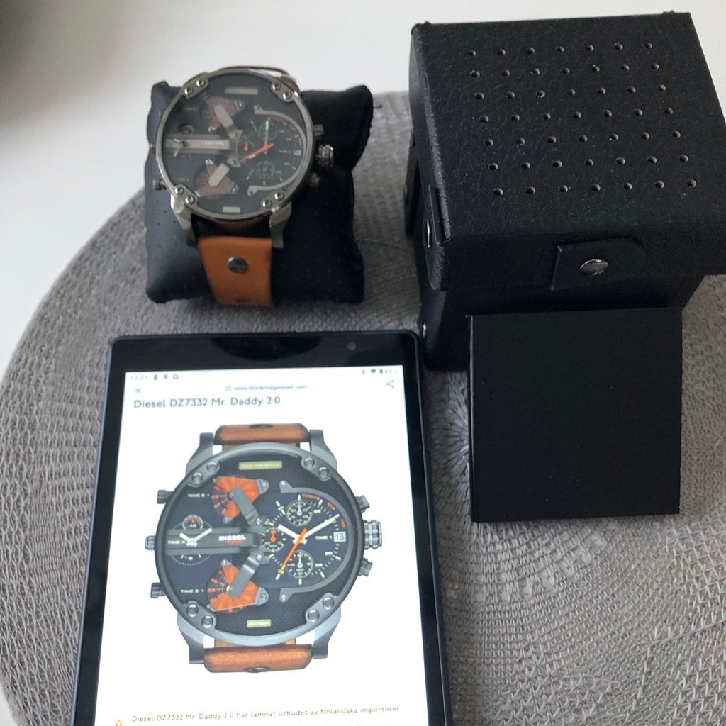 Diesel Mr Daddy 2.0 Chronograph Black Dial Brown Leather Strap Watch For Men - DZ7332 Buy Now By Diesel