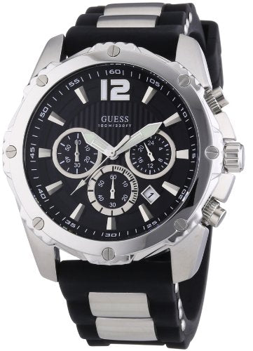 Guess Intrepid Chronograph Black Dial Two Tone Steel Strap Watch for Men - W0167G1 Buy Now By Guess