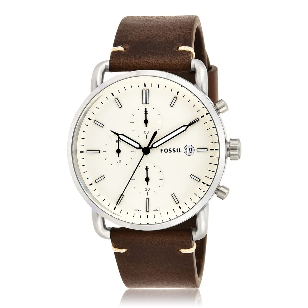 Fossil The Commuter White Dial Brown Leather Strap Watch for Men - FS5402 Buy Now By Fossil