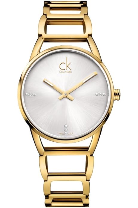 Calvin Klein Stately White Dial Gold Steel Strap Watch for Women - K3G2352W Buy Now By Calvin Klein