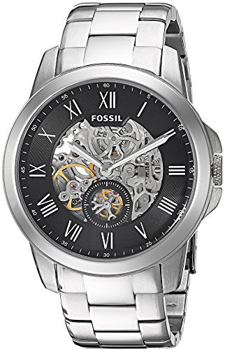 Fossil Grant Skeleton Black Dial Silver Steel Strap Watch for Men - ME3055 Buy Now By Fossil