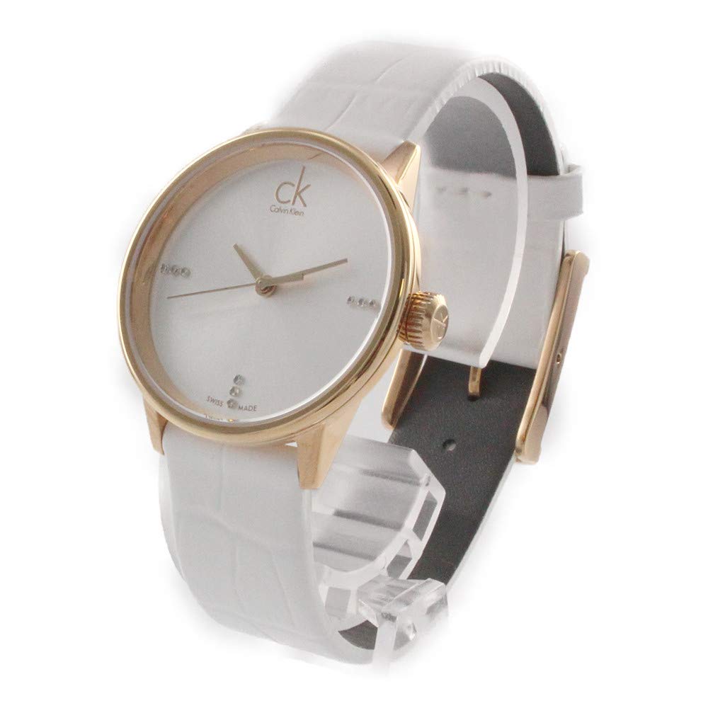 Calvin Klein Accent White Dial White Leather Strap Watch for Women - K2Y2Y6KW Buy Now By Calvin Klein
