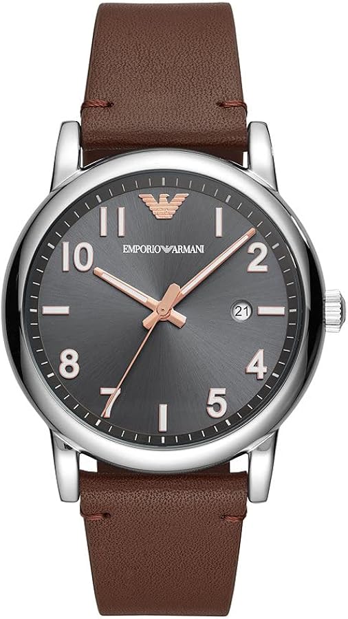 Emporio Armani Luigi Quartz Grey Dial Brown Leather Strap Watch For Men - AR11175 Buy Now By Emporio Armani