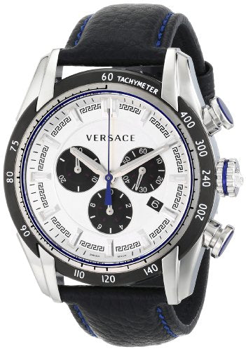 Versace V-Ray Quartz Silver Dial Black Leather Strap Watch for Men - VDB010014 Buy Now By Versace