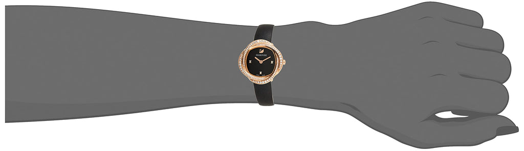 Swarovski Crystal Flower Black Dial Black Leather Strap Watch for Women - 5552421 Buy Now By Swarovski