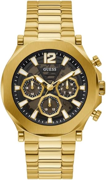 Guess Edge Chronograph Black Dial Gold Steel Strap Watch For Men - GW0539G2 Buy Now By Guess