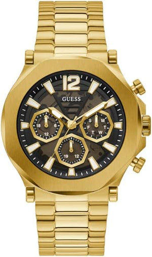 Guess Edge Chronograph Black Dial Gold Steel Strap Watch For Men - GW0539G2 Buy Now By Guess