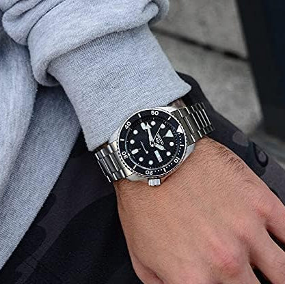 Seiko 5 Sports Automatic Day Date Black Dial Silver Steel Strap Watch for Men - SRPD55K1 Buy Now By Seiko