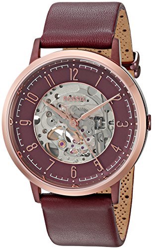 Fossil Vintage Muse Automatic Skeleton Maroon Dial Maroon Leather Strap Watch for Women - ME3137 Buy Now By Fossil
