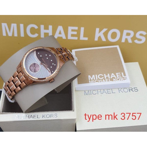 Michael Kors Lauryn Rose Gold Dial Brown Steel Strap Watch for Women - MK3757 Buy Now By Michael Kors