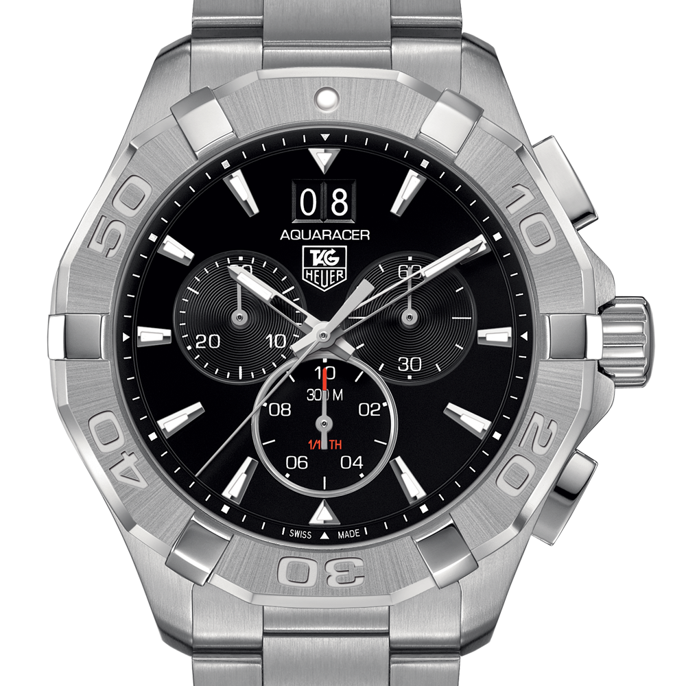 Tag Heuer Aquaracer Chronograph Black Dial Silver Steel Strap Watch for Men - CAY1110.BA0927 Buy Now By Tag Heuer