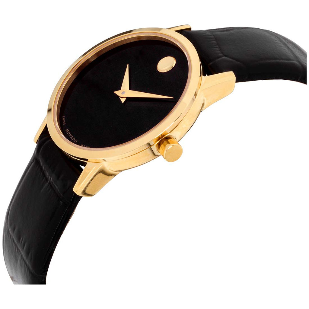 Movado Museum Classic Black Dial Black Leather Strap Watch For Women - 0607016 Buy Now By Movado