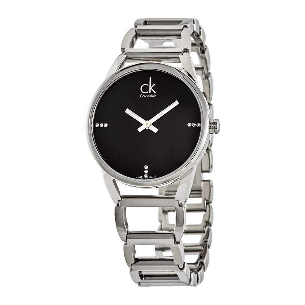 Calvin Klein Stately Black Dial Silver Steel Strap Watch for Women - K3G2312S Buy Now By Calvin Klein