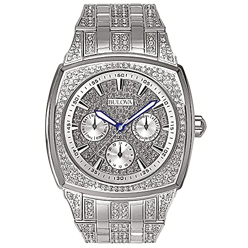 Bulova Crystal Collection Phantom Silver Dial Silver Steel Strap Watch for Men - 96C002 Buy Now By Bulova