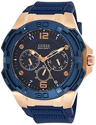 Guess Genesis Quartz Blue Dial Blue Silicone Strap Watch For Men - W1254G3 Buy Now By Guess