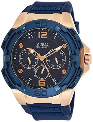 Guess Genesis Quartz Blue Dial Blue Silicone Strap Watch For Men - W1254G3 Buy Now By Guess