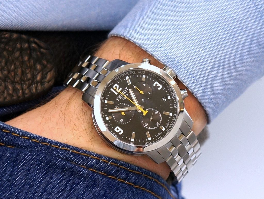 Tissot PRC 200 Chronograph Black Dial Silver Steel Strap Watch For Men - T114.417.11.057.00 Buy Now By Tissot