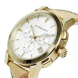 Burberry The City White Dial Haymarket Beige Leather Strap Watch for Women - BU9752 Buy Now By Burberry