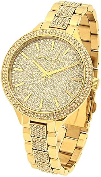 Michael Kors Slim Runway Crystals Gold Dial Gold Steel Strap Watch for Women - MK3632 Buy Now By Michael Kors