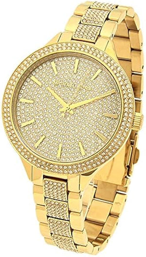 Michael Kors Slim Runway Crystals Gold Dial Gold Steel Strap Watch for Women - MK3632 Buy Now By Michael Kors