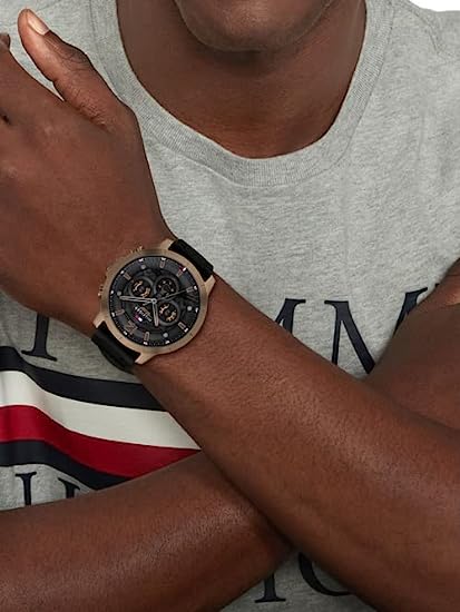 Tommy Hilfiger Luca Chronograph Black Dial Black Rubber Strap Watch For Men - 1710491 Buy Now By Tommy Hilfiger