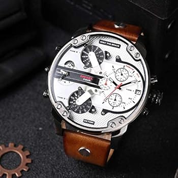 Diesel Mr. Daddy 2.0 Chronograph Silver Dial Brown Leather Strap Watch For Men - DZ7394 Buy Now By Diesel
