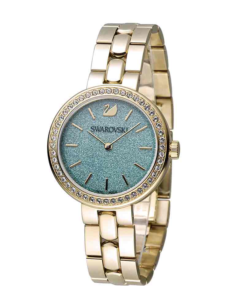 Swarovski Daytime Crystals Turquoise Dial Gold Steel Strap Watch for Women - 5182212 Buy Now By Swarovski