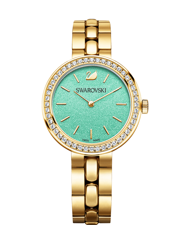 Swarovski Daytime Crystals Turquoise Dial Gold Steel Strap Watch for Women - 5182212 Buy Now By Swarovski