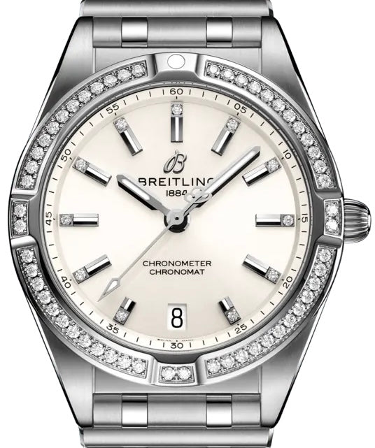 Breitling Chronomat 32 Diamonds White Dial Silver Steel Strap Watch for Women - A77310591A1A1 Buy Now By Breitling